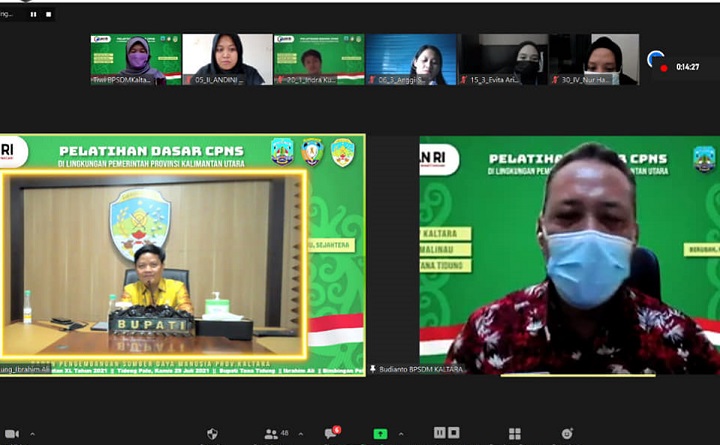 Pengarahan Umum Bupati Tana Tidung Pada Latsar CPNS 2021 Secara Virtual
