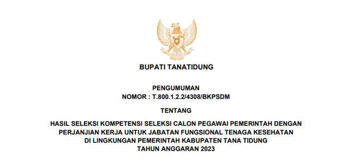 Pengumuman Hasil Seleksi Kopetensi PPPK Nakes 2023