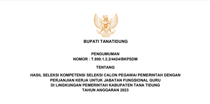 Pengumuman Hasil Seleksi Kompetensi PPPK GURU 2023